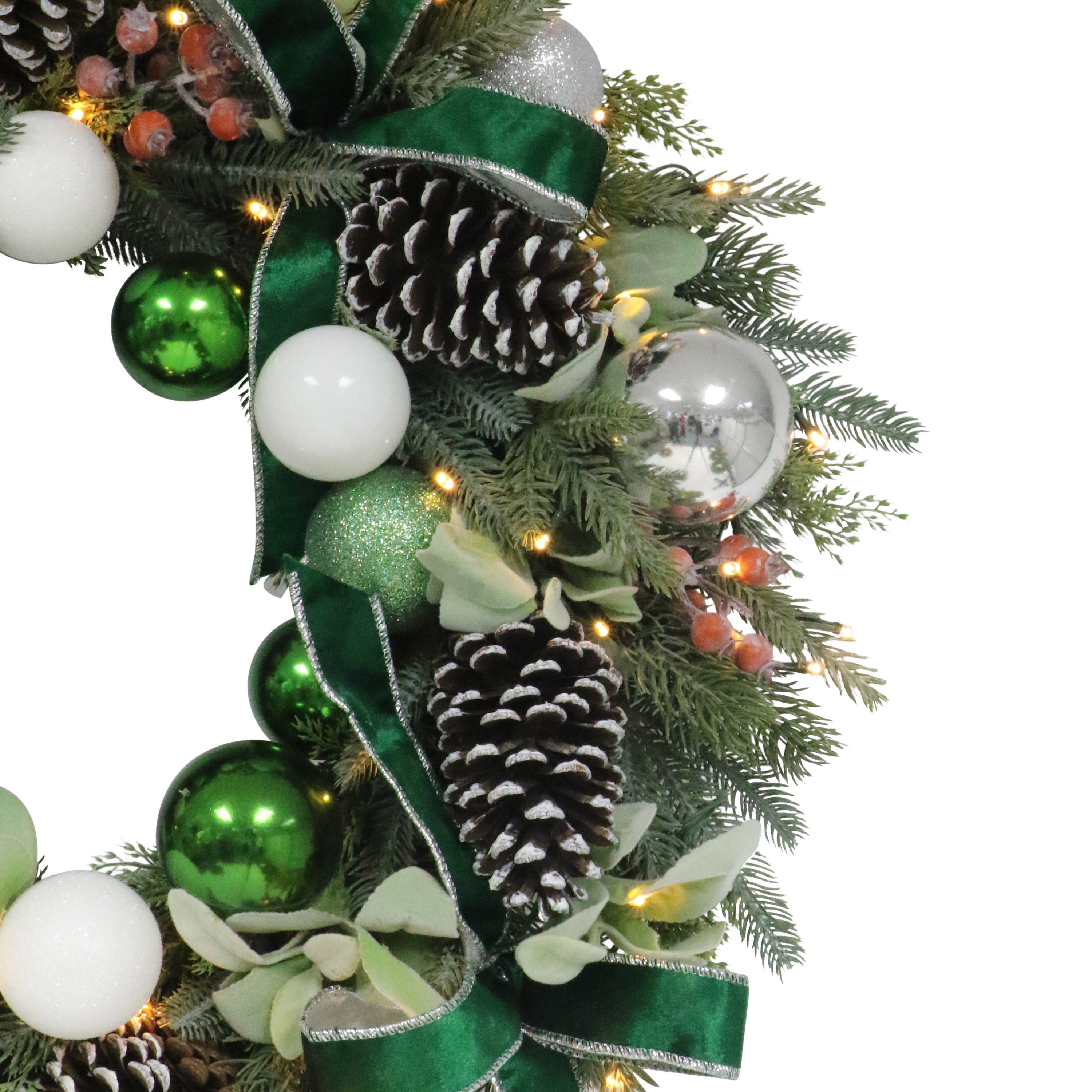 26" Pre-Lit Adorned Christmas Wreath
